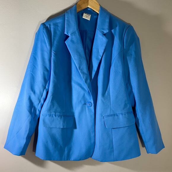 80s/90s Blair Cornflower Blue Blazer Jacket | Barbiecore Bright Blue One Button - Picture 1 of 4